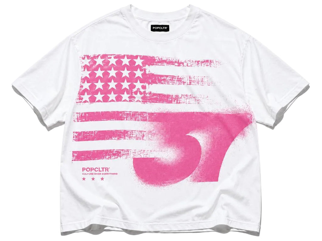 POPCLTR 37 Flag Tee - White / Pink